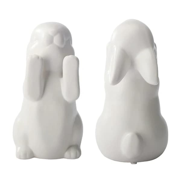 2-pack Unique Rabbit Ceramic Bookends Multifunctional Office Supplies