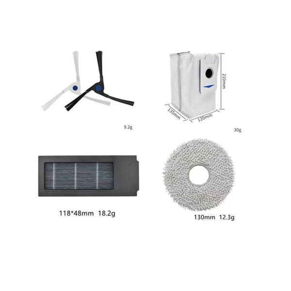 Tillbehörssats för robotdammsugare kompatibel med Ecovacs X2 Omni, X2 Pro, DEX86, 8 delar
