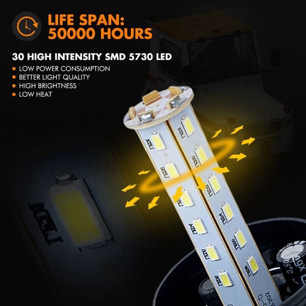 2X Gaffeltruck 30 LED Nødblinkende Advarselslys Strobelys Markeringslampe