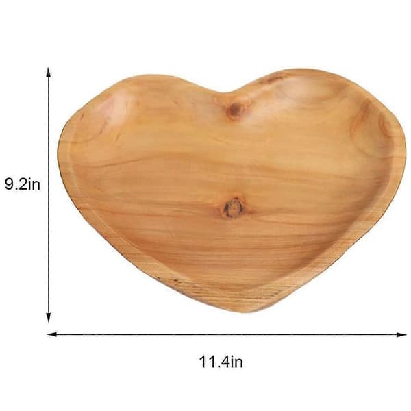 Træfad, hjerteformet serveringsfad i træ, til frugt brød salat