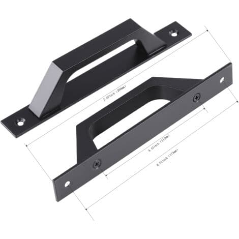 (Black) Right-handed aluminum door handle, handle for sliding or hinged door, 198 x 25 x 40 mm, practical and comfortable right-hand handle