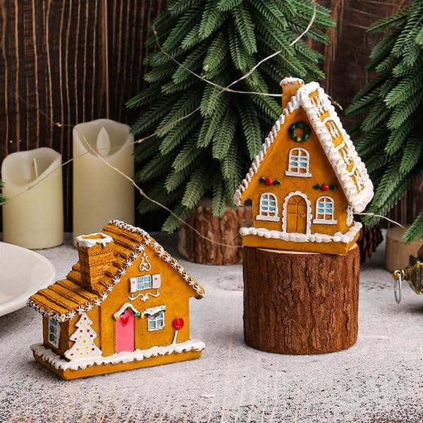 Julebyhus Jul Samleobjekt Pepperkakehus med LED-lys Flerfarget