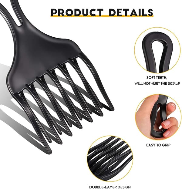 5 delar Afro Pick Comb, Plast Bredtandad Afro Comb, Lockigt Hår Comb