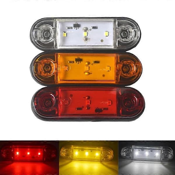 10 stk. 3LED Bil Anhænger Sidemarkeringslys Positionslys Baglys Hvid