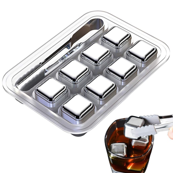 4/6/8 st rostfritt stål Ice Cube Set Cooling Cube Party Bar Tool Silver 4Pcs