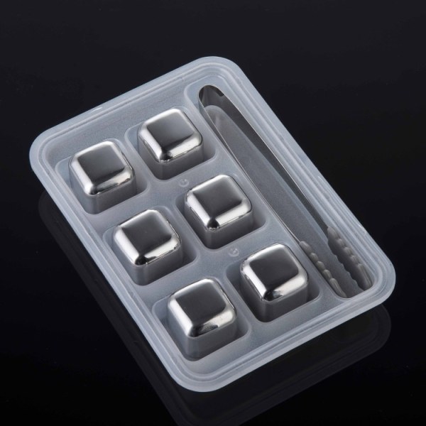 4/6/8 st rostfritt stål Ice Cube Set Cooling Cube Party Bar Tool Silver 6Pcs