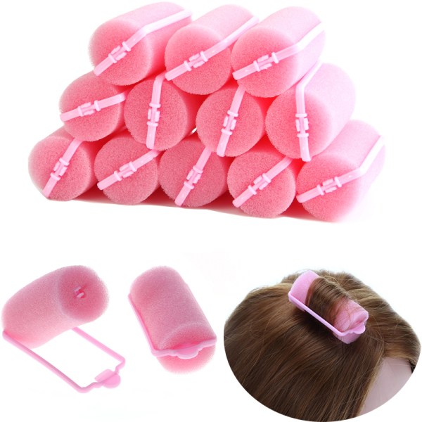 12 st Svamphårrullar gör-det-själv-hårcurling frisörverktyg Pink 12Pcs