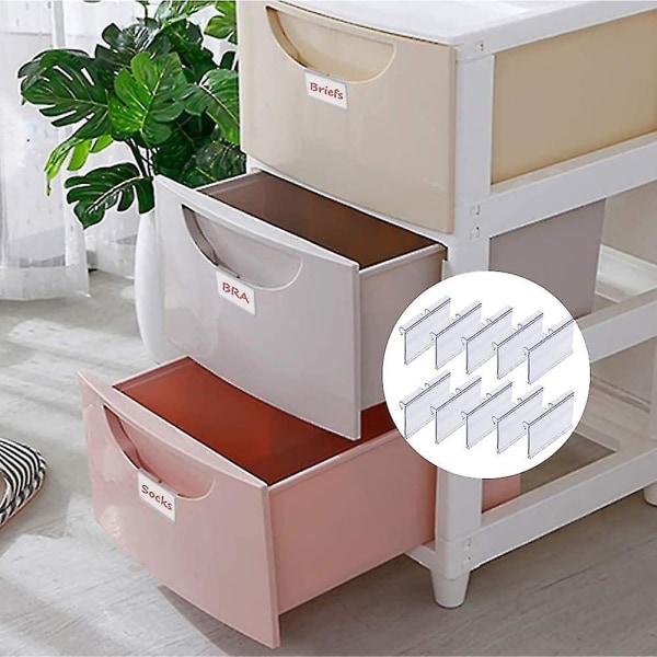 100 stk. etikettholder laget av gjennomsiktig plast prislappholder plast hylle etikett 6 cm x 4,2 cm