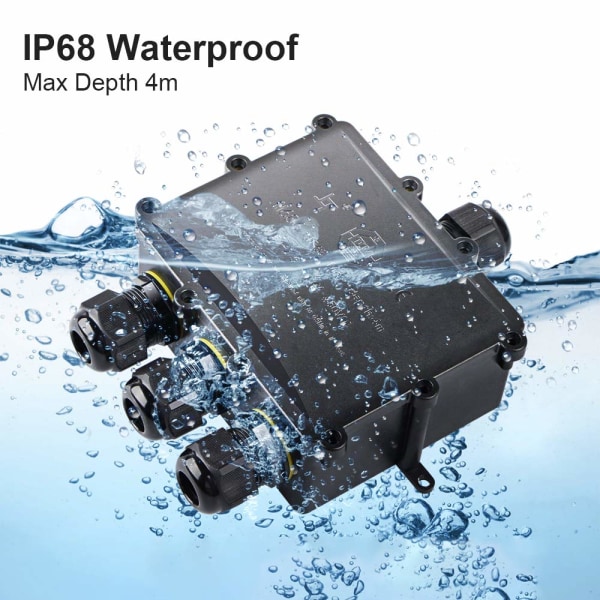 IP68 vedenpitävä ulkokäyttöön tarkoitettu liitäntärasia, 4-suuntainen suurempi kaapeliliitäntä