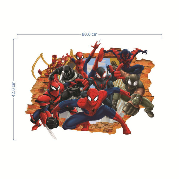 Et stykke 42 × 60 cm 3D tredimensjonalt Spider-Man veggdekor