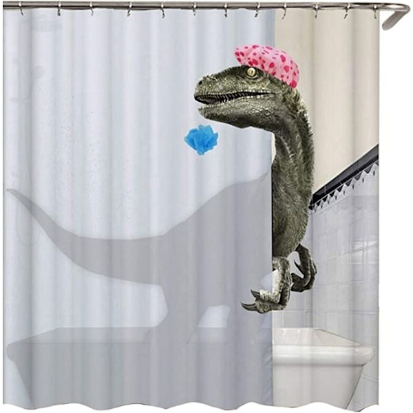 Sød bruser dinosaur print bruseforhæng 120x180Cm, vandtæt
