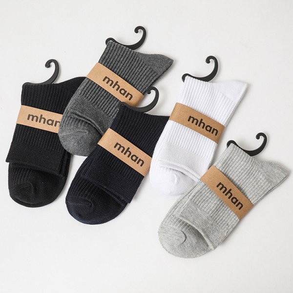 5 par lodrette sokker til mænds medium tube strømper til al
