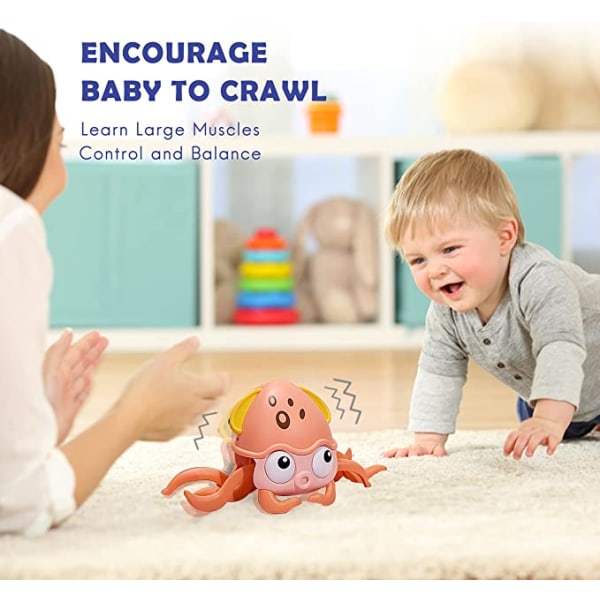 Crawling Octopus baby leketøy med lys og musikk, Toddler Inte