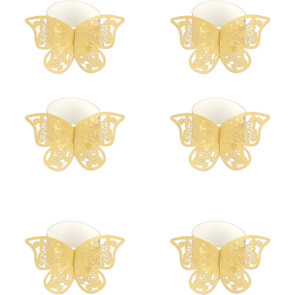 50 stk. Servietringe Butterfly Ring Servietpapir til Bryllup Kommu