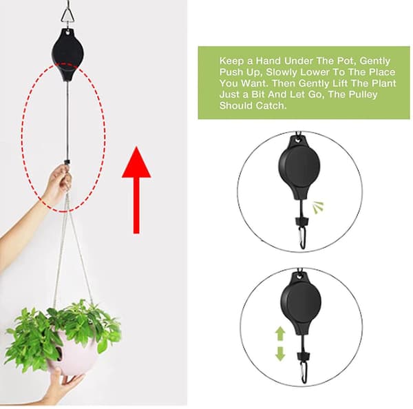 2 kpl Kasvirulla Retractable Kasvikoukku Rulla Säädettävä