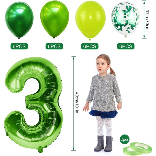 4 års bursdag Dino-ballonger, 100 cm 4 gigantiske tallfolie-ballonger