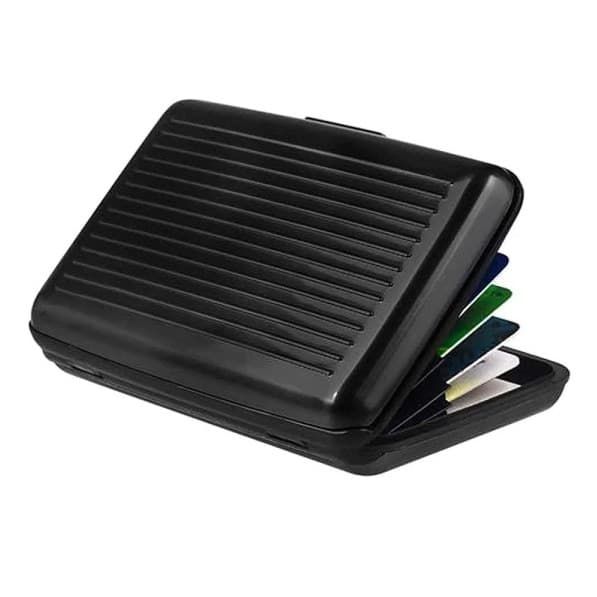 1 stk. Sort Aluminiums Kort Holder - RFID-Sikker