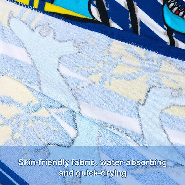 Børne badehåndklæde (blå dinosaur 150x75cm), børne strand