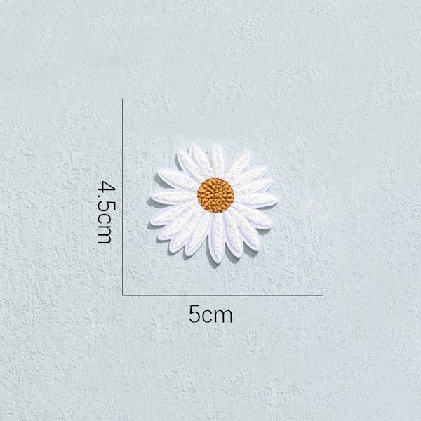 6 stk. Daisy Delicate broderede patches, broderi blomst Patc