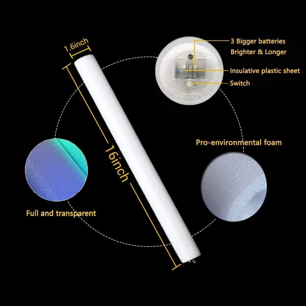 Glow Sticks Bulk - 24 stk. LED-skumstokke med 3 tilstande