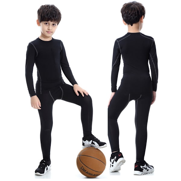 Svarta 140 snabbfintorkande sportleggings för pojkar och flickor