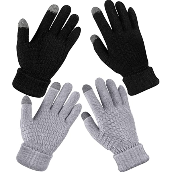 2 Pairs Women's Winter Touchscreen Gloves Warm Fleece Lined