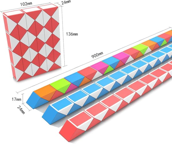 1 pakkaus (punainen) Magic Snake 48 palikalla, Magic Snake Cube Twist P