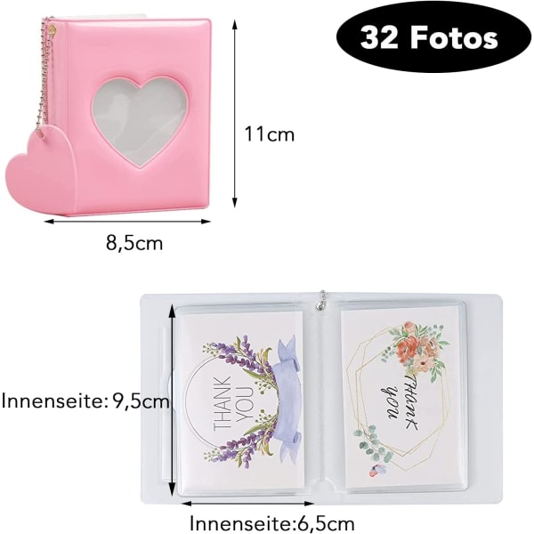 Fotokort - Minifotoalbum - Rosa 11 x 8,5 cm - Fotoalbum - S