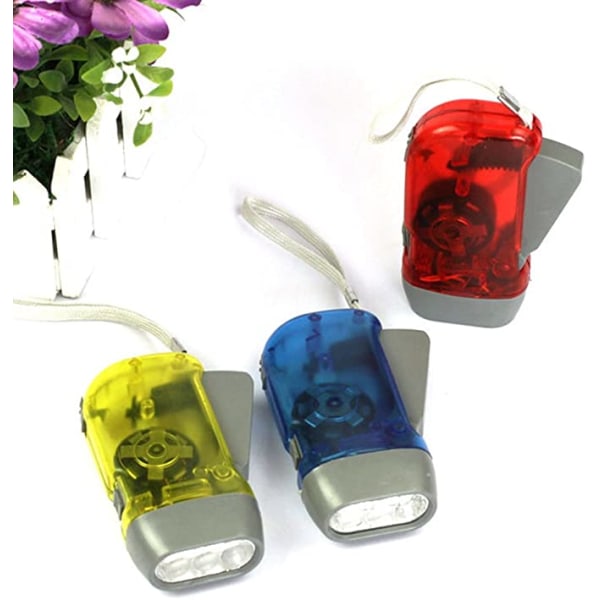 Handvevad 3 LED Dynamo Ficklampa för Resor, Nödläge, Camping
