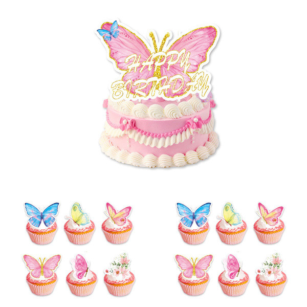 26 stk dinosaur kakepynt, bursdagskakepynt, cupcake-innsatser, bakte dessertflagg for dinosaur-temafester N