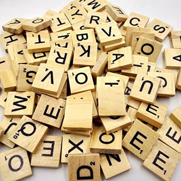 Træbogstaver fra-puslespil alfabeter A til Z, 100 træ, sort