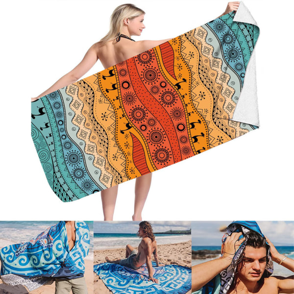 Ett stycke (STJ-39, ca 70*150cm) Mikrofiber Strandhandduk Snabbtorkande