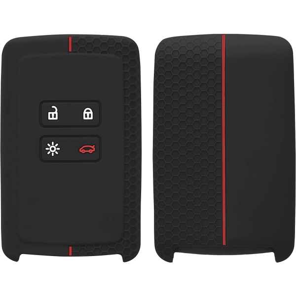 Black-Red-Car Key Case Yhteensopiva Renault Smart Key 4-Button kanssa