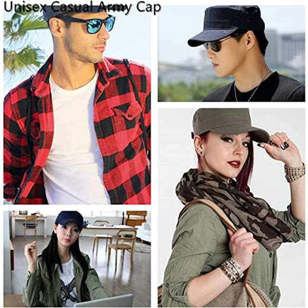 Ensfarget flat topp unisex caps (Army Green), justerbar mote