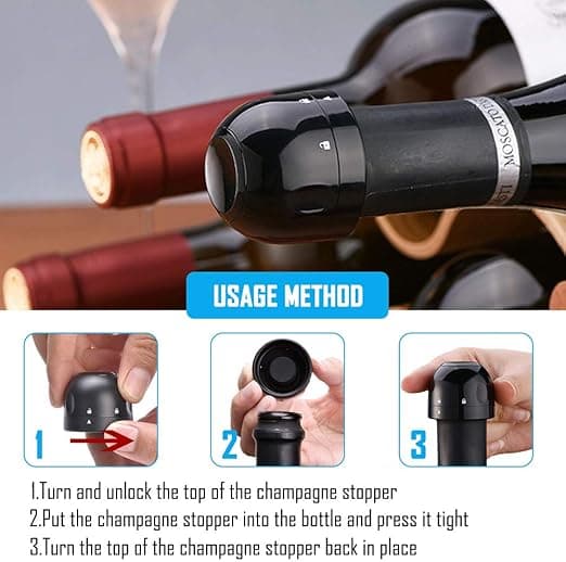 3 pakker champagnepropper, genanvendelige silikoneforseglede vinpropper