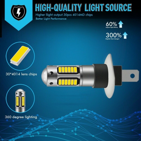 Nytt 2x H1 LED-dimljus/strålkastarsats Helljuslampor H