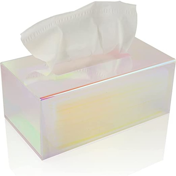 (rektangulær, regnbuefarve) akryl tissueboks til lommetørklæde