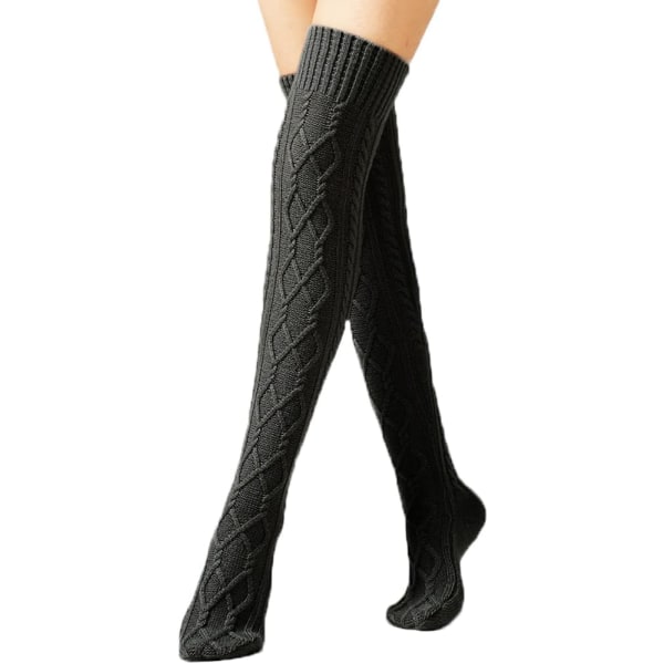 Long Knit Socks for Women - White, Warm Winter Thigh High Socks,