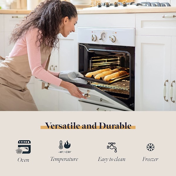 Non-stick baguetteform til ovn - perforeret brødform til bagning af 3 baguettes - nem at bruge og rengøre