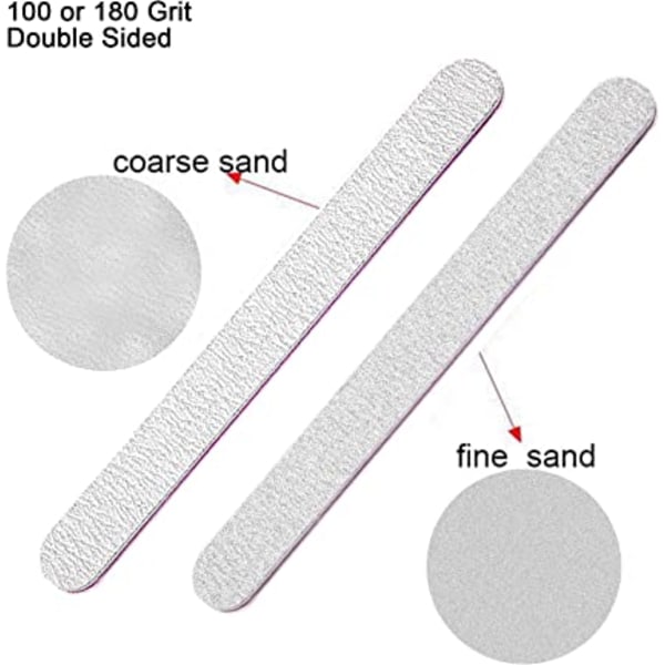 5 kpl ammattilaistyyppisiä kynsiviiloja (harmaa), 100 / 180 kaksisivuinen