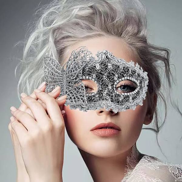 2 stk Sexy Butterfly Øyemaske, Blondermaske, Metall Karnevalsmaske