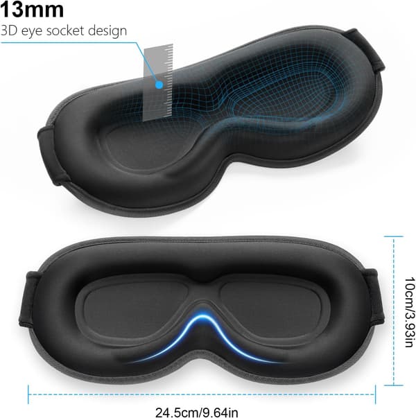3D stereoskooppinen valoa estävä silmämaski, matka- ja lentokoneunimaski (harmaa)