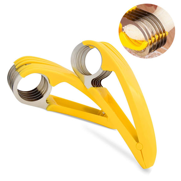 2-pak bananslicer, ABS + rustfrit stål frugt- og grøntsagsskiver