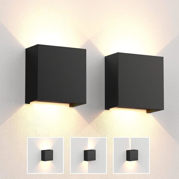 2 Pakke Innendørs Vegglampe 6W 10×10×5cm Justerbar strålevinkel LED