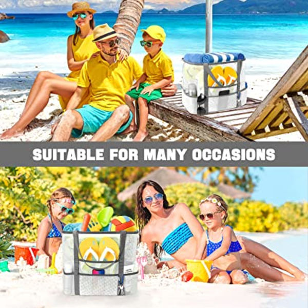 Mesh Strandtaske, Stor Strandtaske Svømmetaske Foldbar Mesh Tote