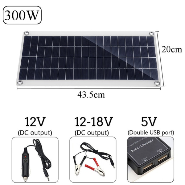 300W fleksibelt solcellepanel, solcellepanel-controllersæt, udendørs batteri til RV