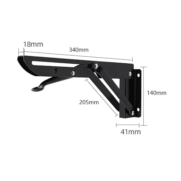 2 st 340 mm kraftiga fällbara konsoler, fällbar konsol, svart fällbar konsol, väggkonsol för garage, kök,