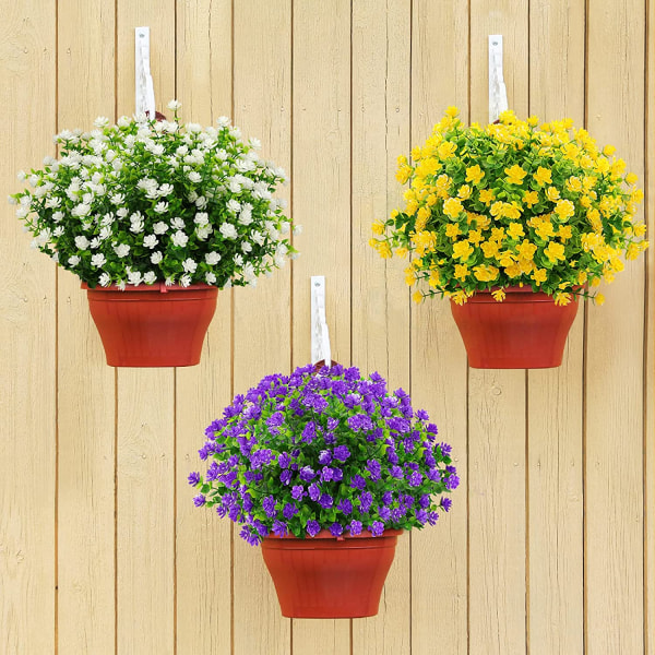 6 bunter kunstige blomster utendørs falske blomster til dekorasjon