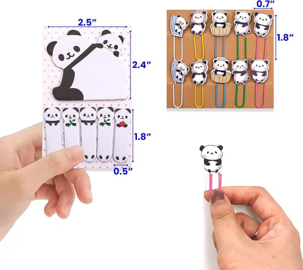 Panda 10 stykker, morsomme planlegger dyreklips for gave studenter Crea
