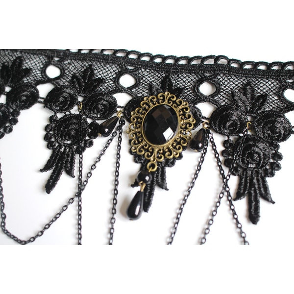 Tyylikäs Vintage Princess Black Lace Gothic Statement -kaulakoru